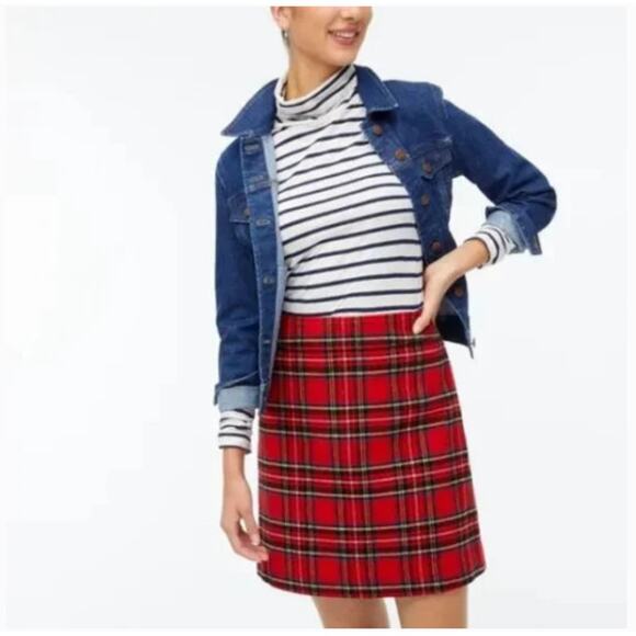 J. Crew Factory Dresses & Skirts - NWT J. Crew Factory A-Line Holiday Red Tartan Skirt Size 16
